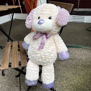 Kellytoy Crème Rosette Fur Puppy Plush Shimmery Purple Paws Stuffed Dog 22”